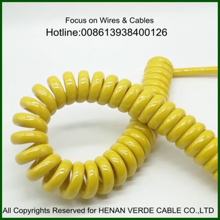 Flexible Extension Cables PU PUR Spring Coiled Spiral Wire Cable for Auto Car and Trailer