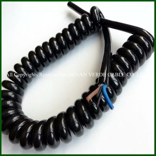 Gloss Black PUR Coiled Multicore Electric Spiral Wire Cable