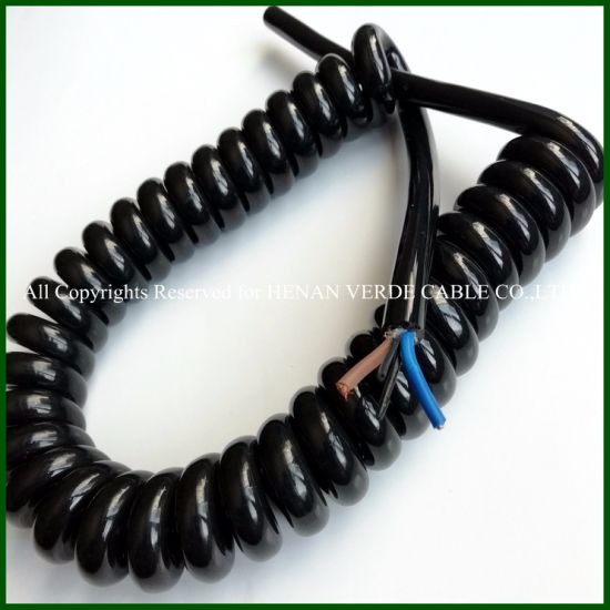 Gloss Black PUR Coiled Multicore Electric Spiral Wire Cable