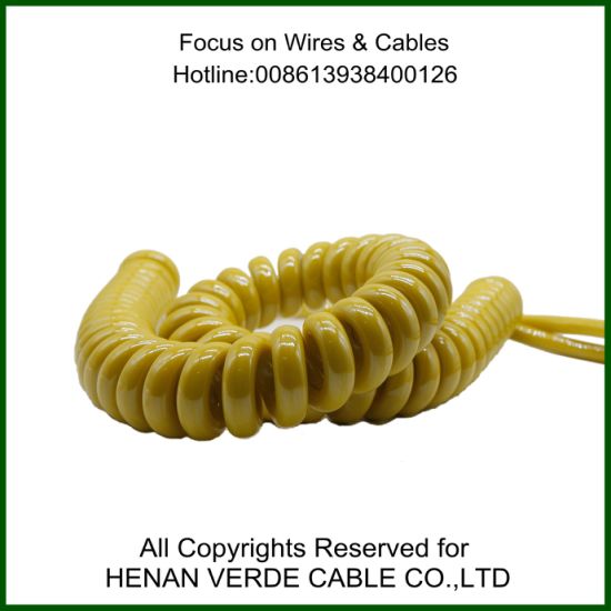 3cores 4cores 8 Cores Pins PUR Spiral Coiled Cable for Eelectric Equipment Control