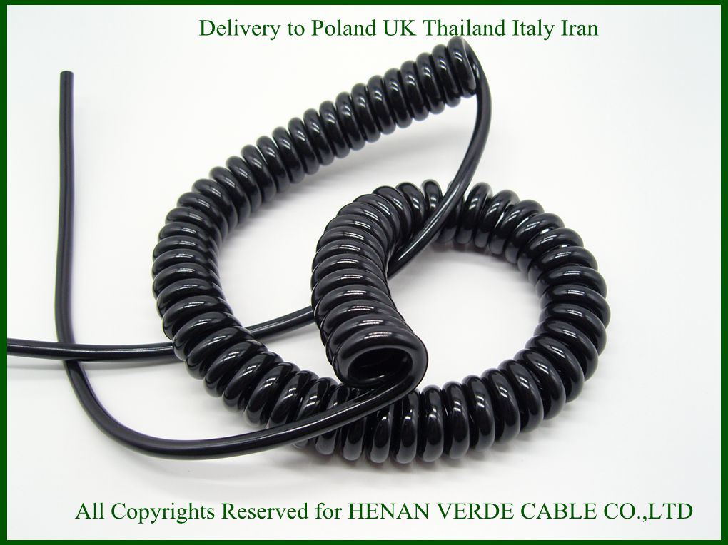 Oil Resistant UV Stable RoHS PVC PUR Spiral Coiled Wire Cable