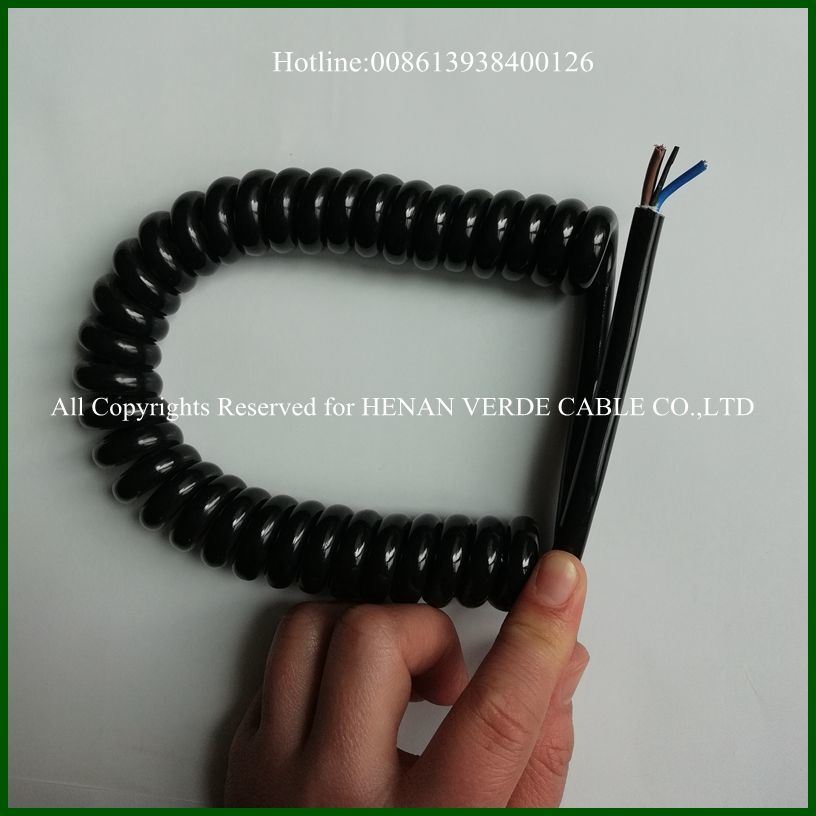 2core 3core 5core 0.75mm PUR Spiral Wire Coiled Cable for Equipment Control
