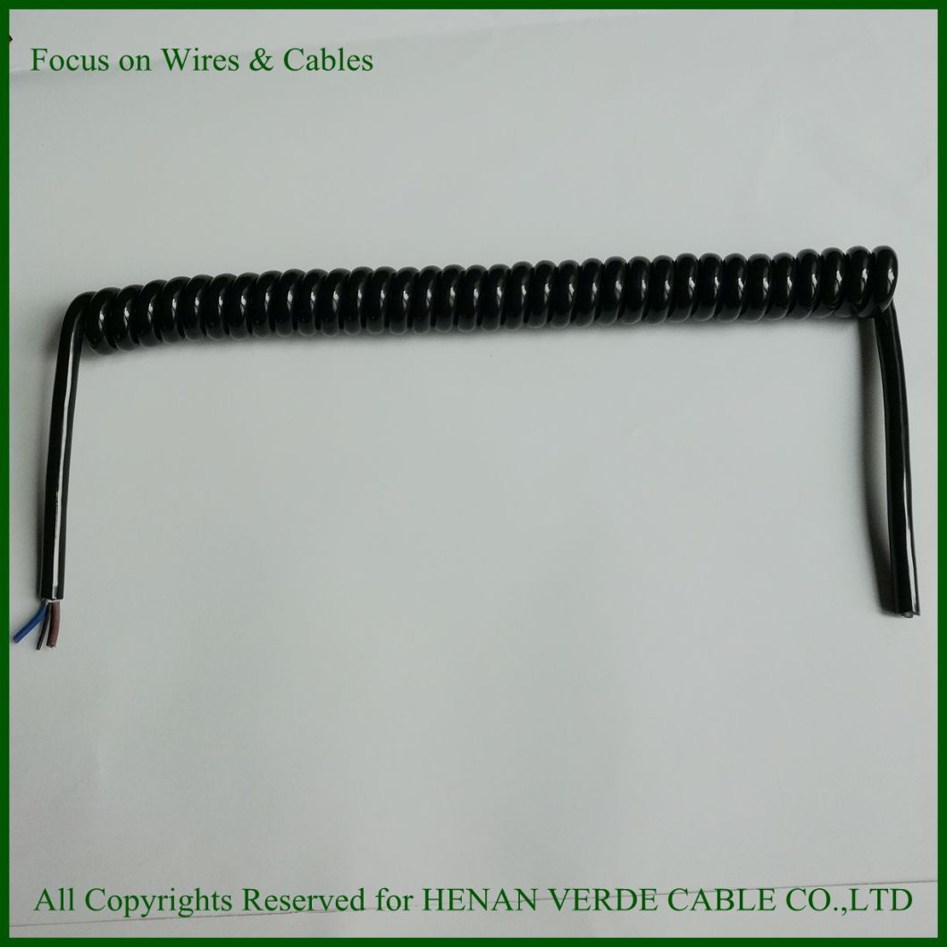 2core 3core 5core 0.75mm PUR Spiral Wire Coiled Cable for Equipment Control