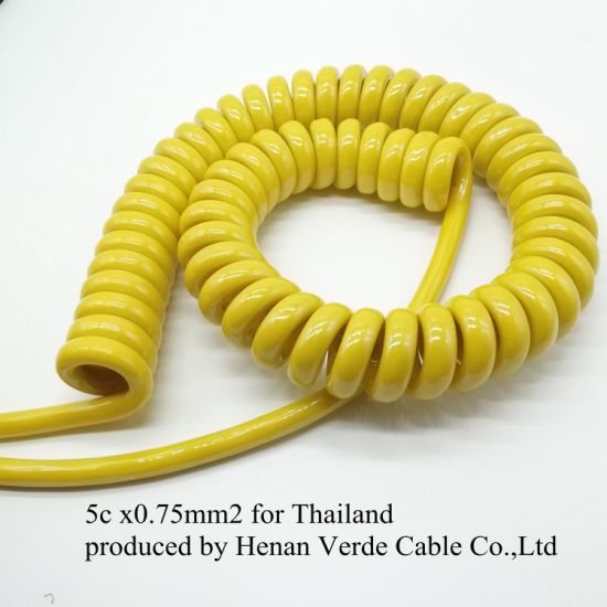 3cores 4cores 8 Cores Pins PUR Spiral Coiled Cable for Eelectric Equipment Control