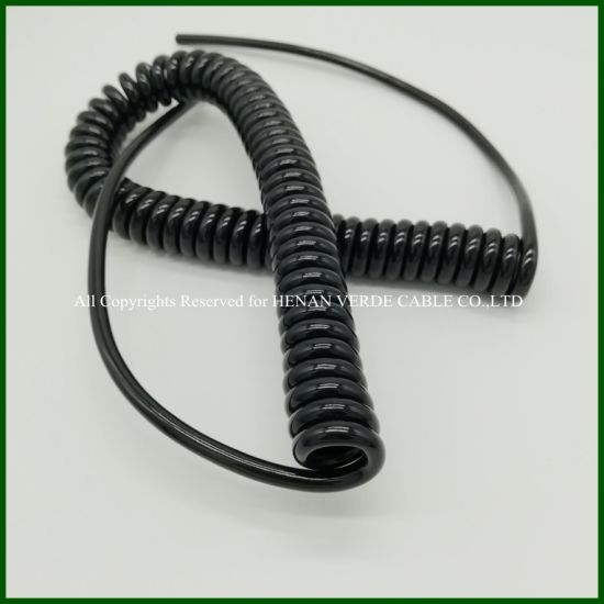 Oil Resistant UV Stable RoHS PVC PUR Spiral Coiled Wire Cable
