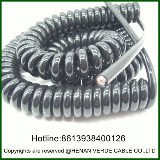 5core 1.5mm 0.75mm Super Flexible PUR Coiled Wire Spiral Cable for Moving Lamp