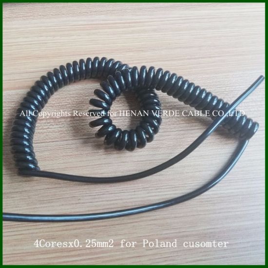 Gloss Black PUR Coiled Multicore Electric Spiral Wire Cable