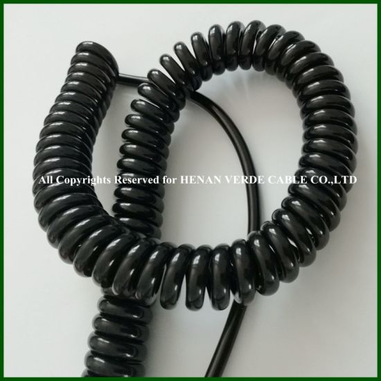 UV Resistance Flexible 4cores 5cores 0.25mm 0.75mm PUR Spiral Wire Coiled Cable