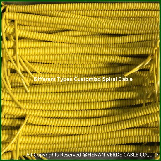 Copper Conductor RoHS PVC PU Silicone PUR Spiral Wire Coiled Electric Cable
