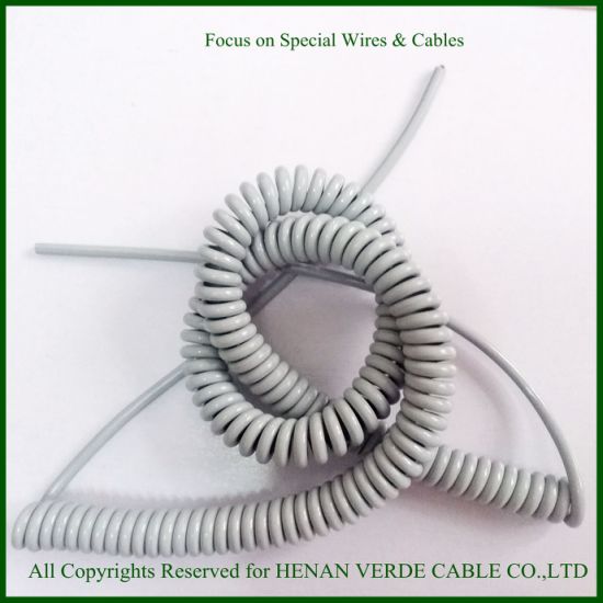 High Elasticity PU PUR Spiral Electric Wire Coiled Cable for Mechanical Equipment