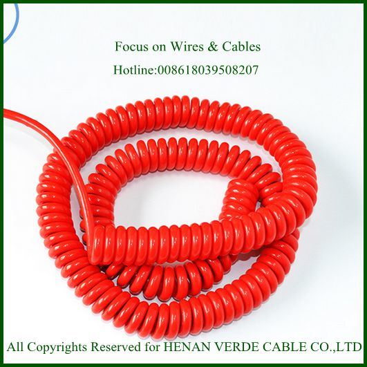 Oil Resistant UV Stable RoHS PVC PUR Spiral Coiled Wire Cable