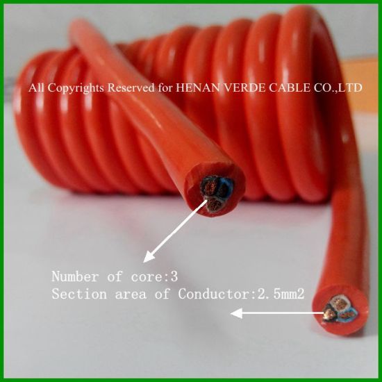 2core 3core 5core 0.75mm PUR Spiral Wire Coiled Cable for Equipment Control