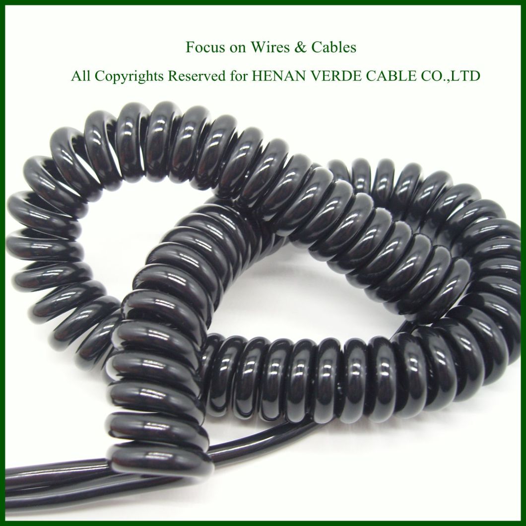 Multicore PUR PU RoHS PVC Spiral Cable 0.25mm2 0.75mm Coiled Electronic Wire