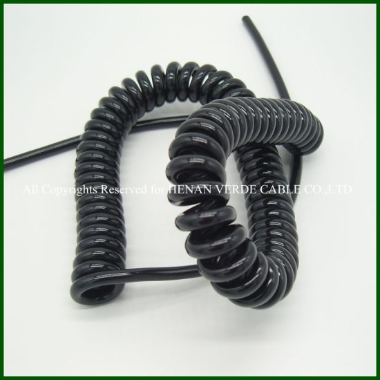 Oil Resistant UV Stable RoHS PVC PUR Spiral Coiled Wire Cable