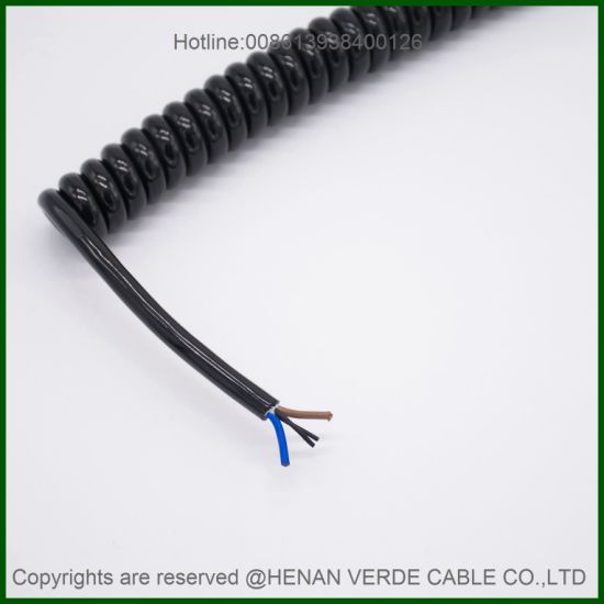 2corex1.5mm2 12A 15A Current RoHS PVC PU Electric Coiled Spiral Cable