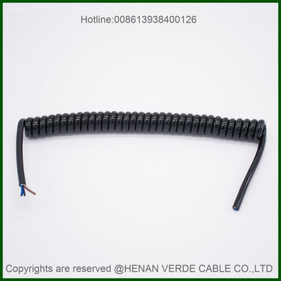 2core 4core 5core Super Flexible PVC PUR Coiled Wire Spiral Cable for 12A 15A Current