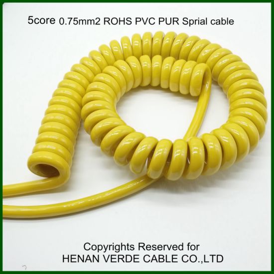 Super Flexible RoHS PVC Insulated PUR Sheath Electric Coiled Spiral Cable
