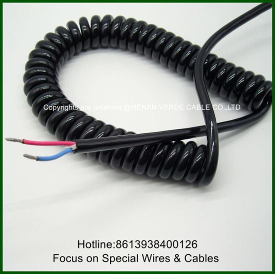 2core 4core 0.25mm2 0.75mm2 Flexible PUR Coiled Spiral Wire Cable