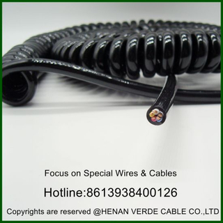 5core 1.5mm 0.75mm Super Flexible PUR Coiled Wire Spiral Cable for Moving Lamp