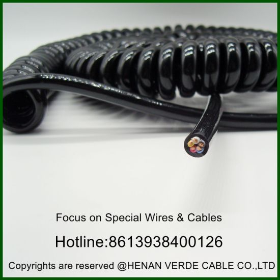 5core 1.5mm 0.75mm Super Flexible PUR Coiled Wire Spiral Cable for Moving Lamp