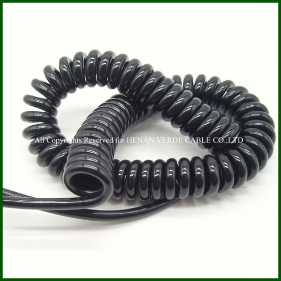 2core 3core 5core 0.75mm PUR Spiral Wire Coiled Cable for Equipment Control