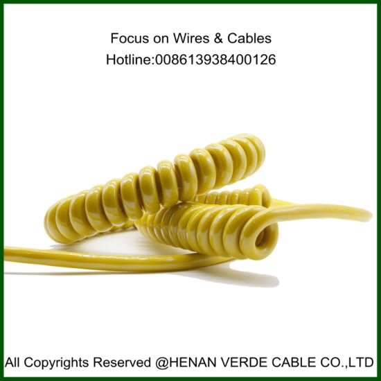3cores 4cores 8 Cores Pins PUR Spiral Coiled Cable for Eelectric Equipment Control