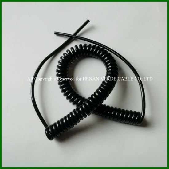 UV Resistance Flexible 4cores 5cores 0.25mm 0.75mm PUR Spiral Wire Coiled Cable