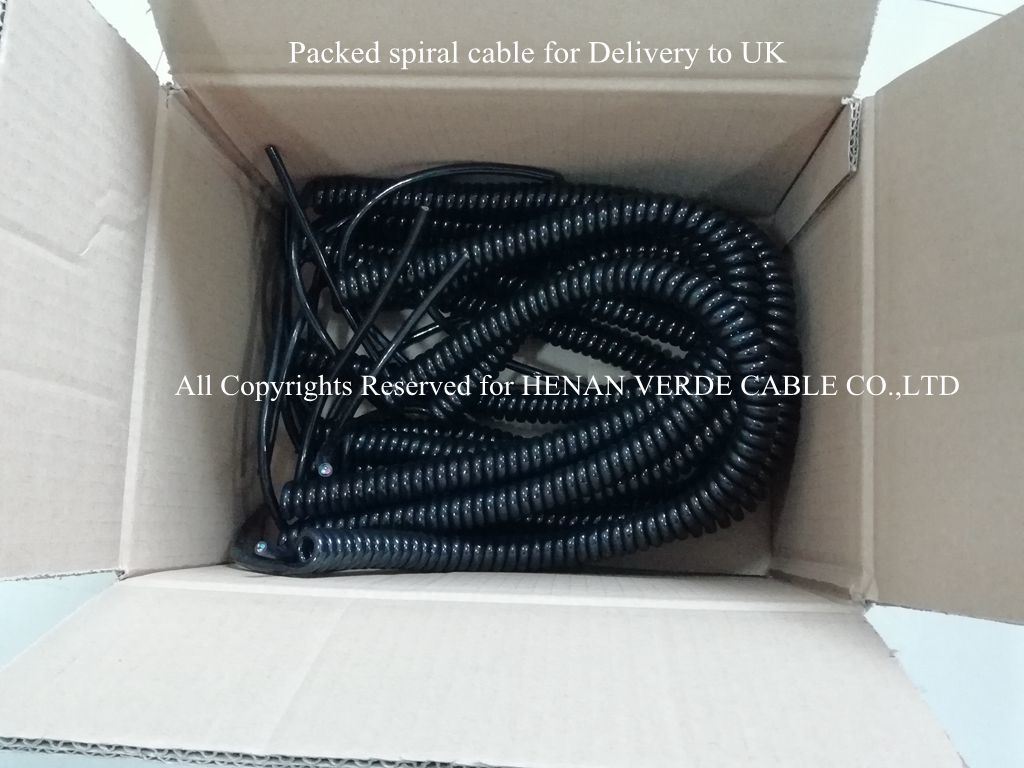 High Elasticity PU PUR Spiral Electric Wire Coiled Cable for Mechanical Equipment