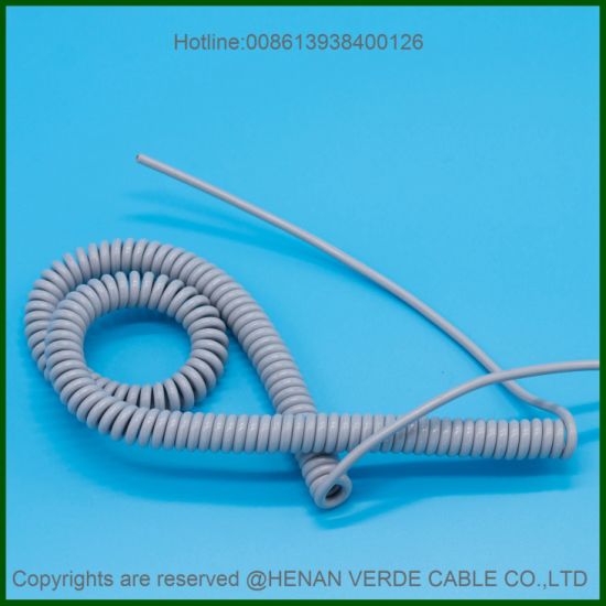 2core 4core 5core Super Flexible PVC PUR Coiled Wire Spiral Cable for 12A 15A Current