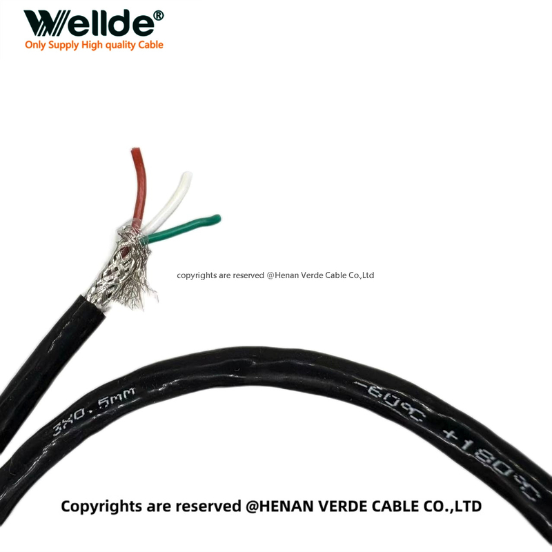 3×0.5mm² silicone shielded cable for high temperature use