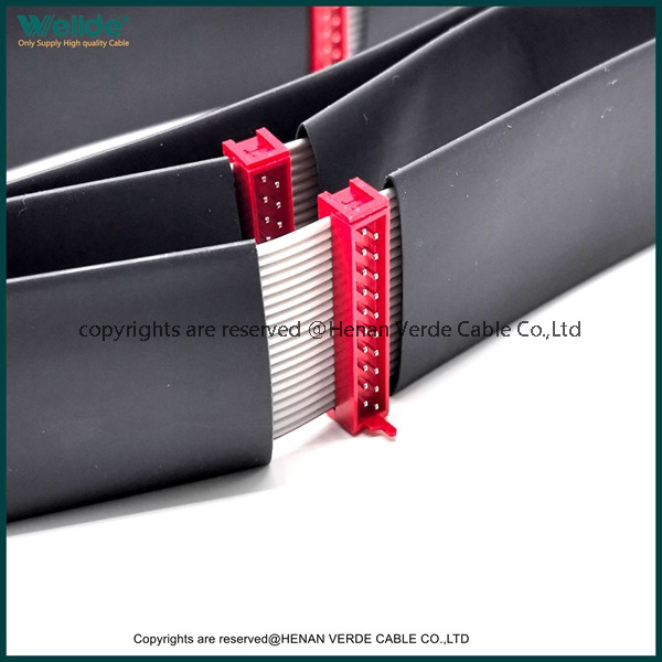 IDC Flat Ribbon Cable for Industrial Control Equipment with Black Heat Shrink Tubing