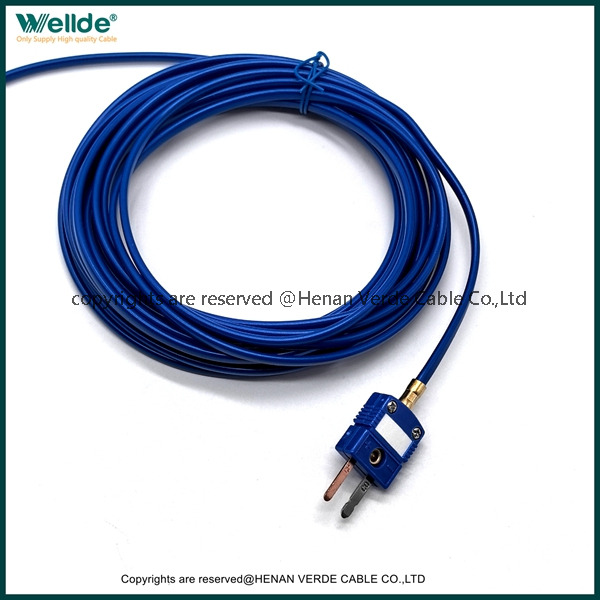 T‑Type Thermocouple Wire Copper‑Constantan PVC Blue Insulation Temperature Sensor 2‑Core Cable