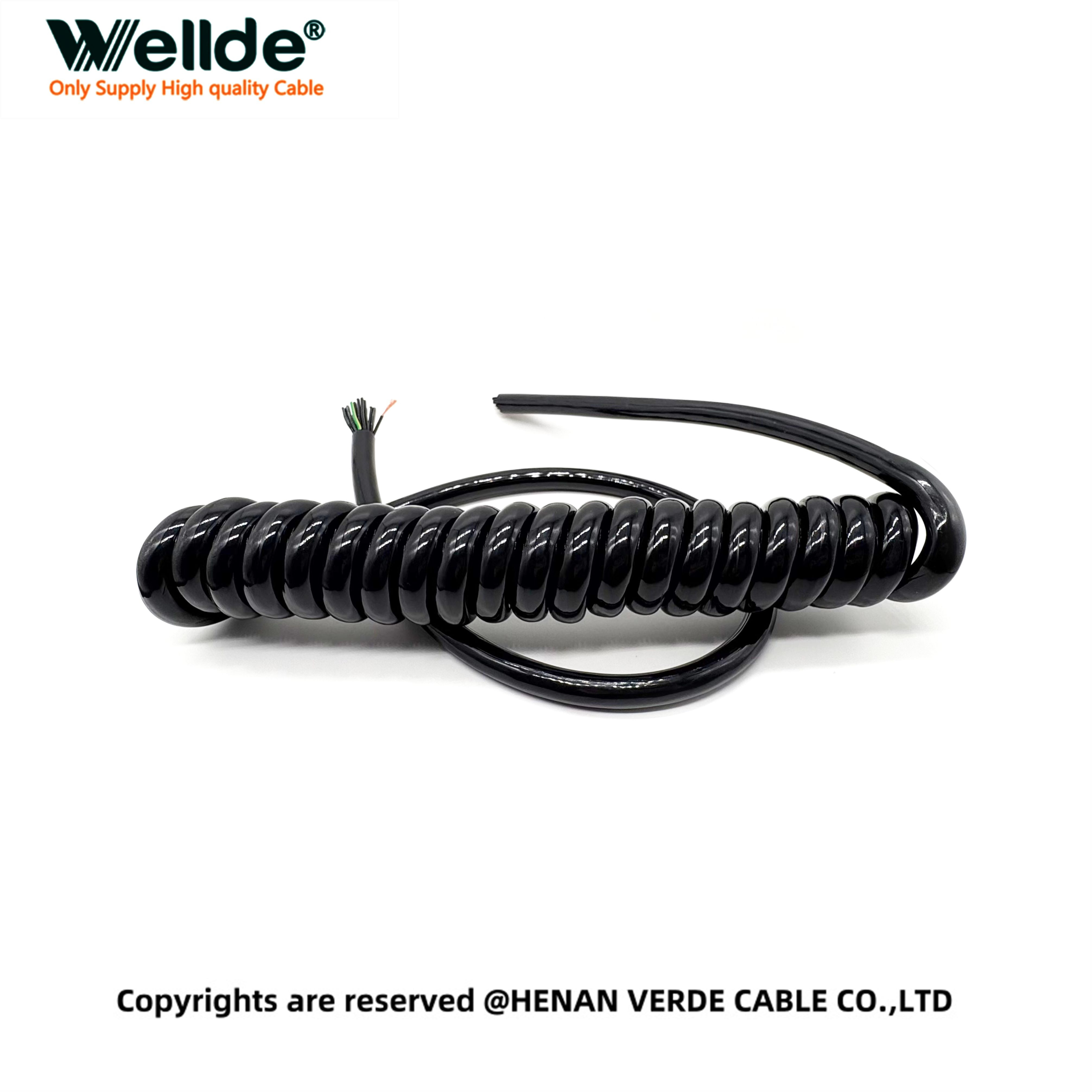 PUR coiled cable designed for high-precision signal transmission