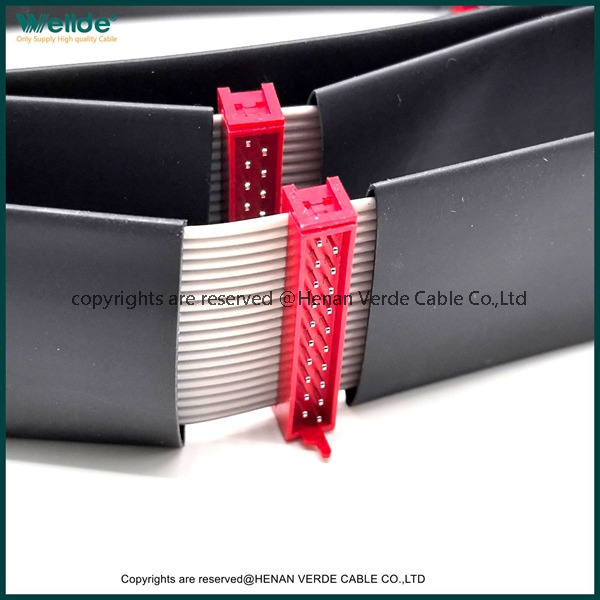 IDC Flat Ribbon Cable for Industrial Control Equipment with Black Heat Shrink Tubing