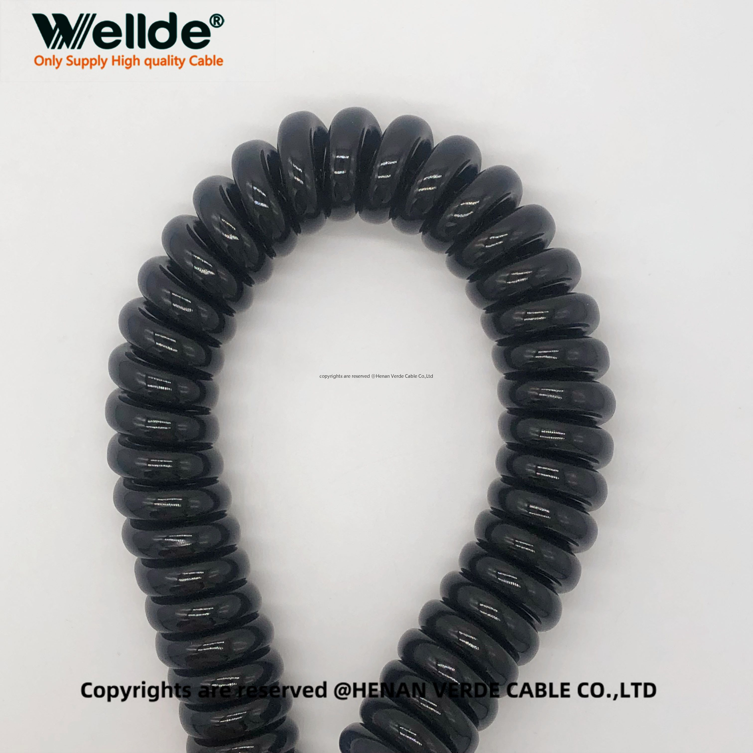 black PU jacket 3 wire spiral cable