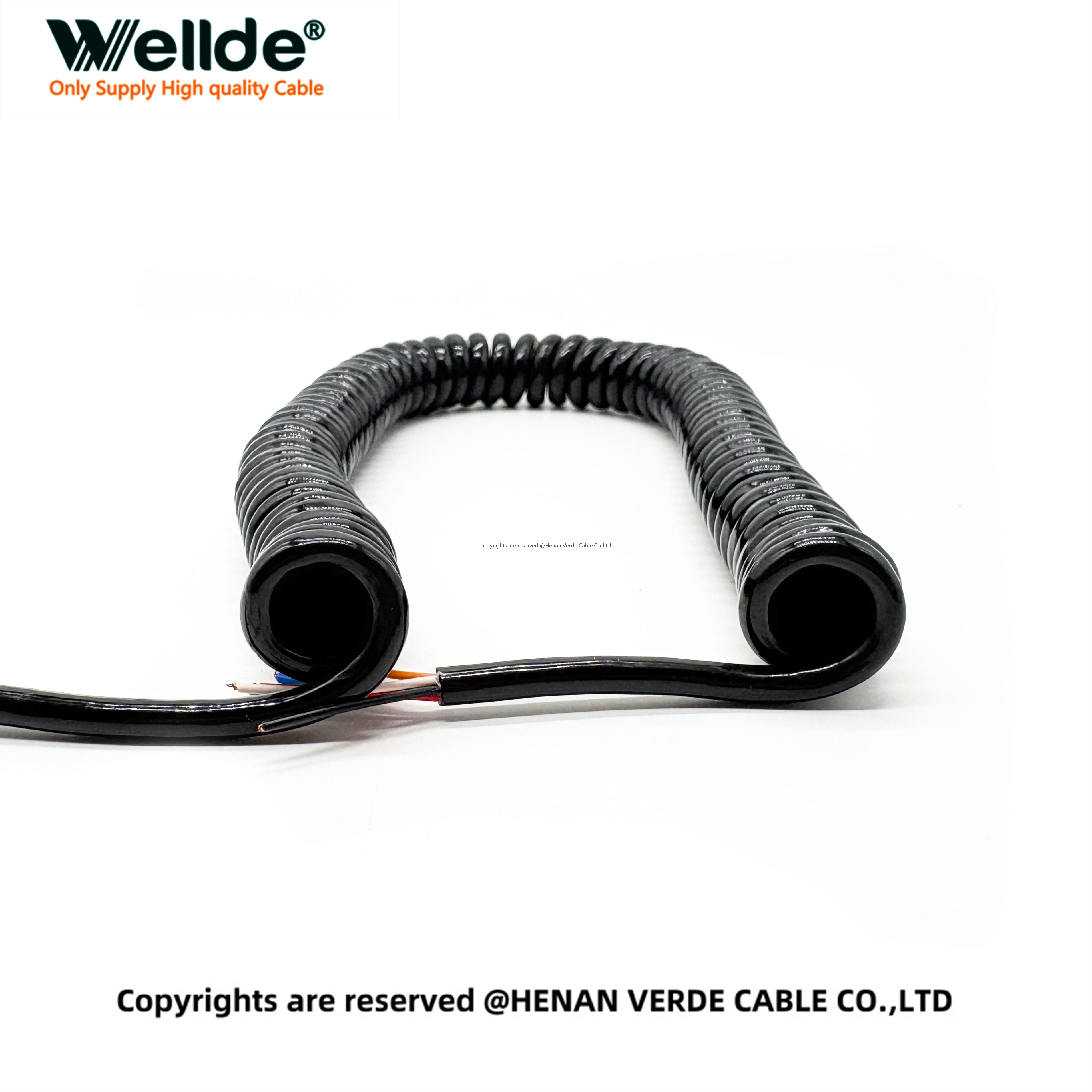 Elastic coiled cable for signal transmission