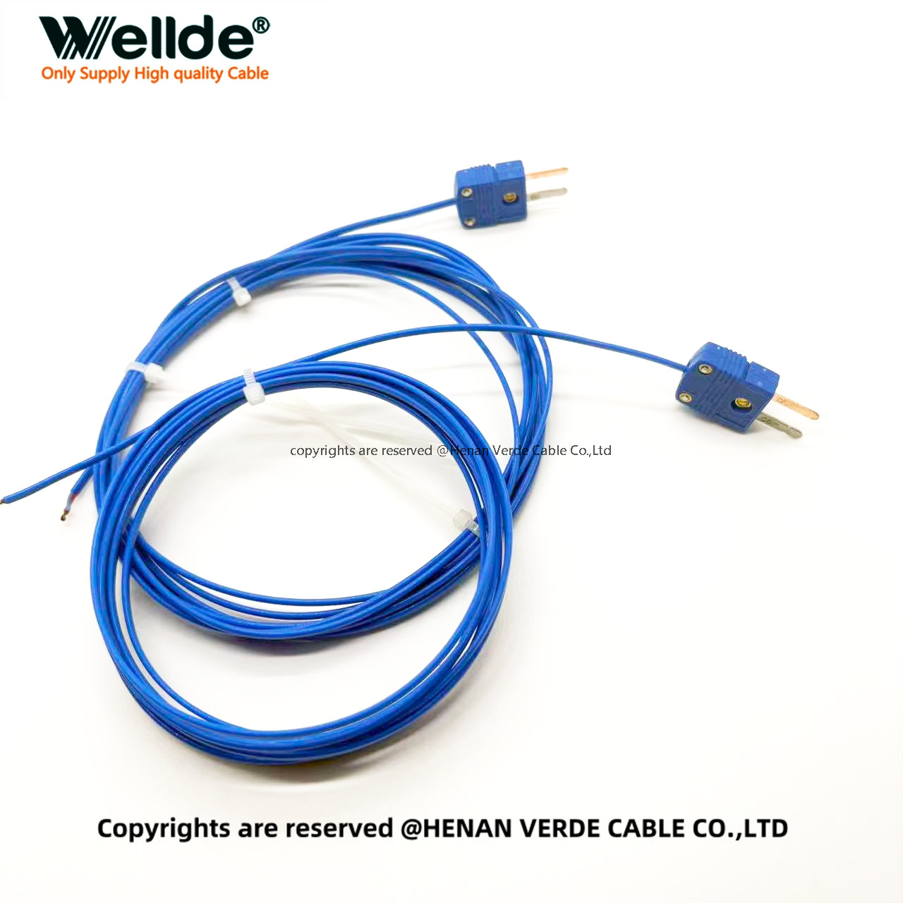 Heavy duty thermocouple cable with PVC or PTFE insulation