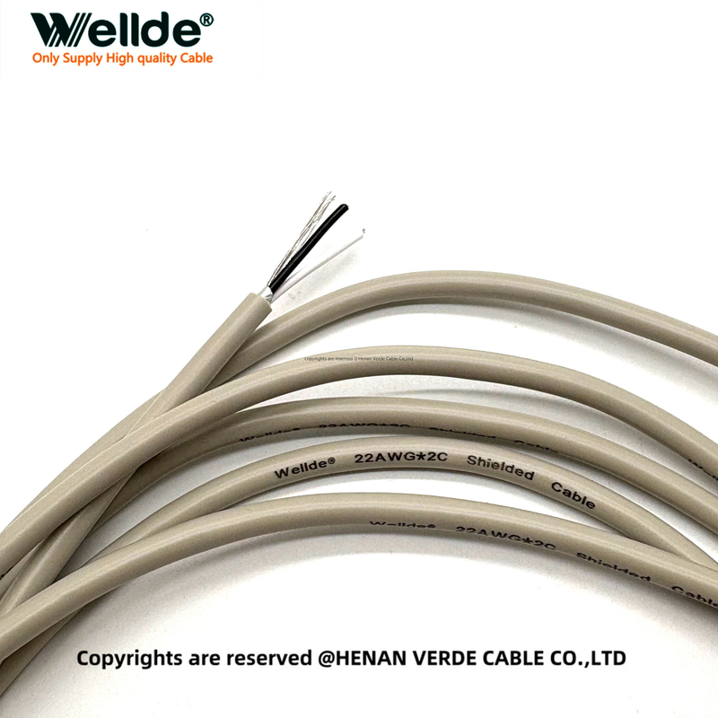 22 AWG 2 Core Shielded Cable with PVC Jacket