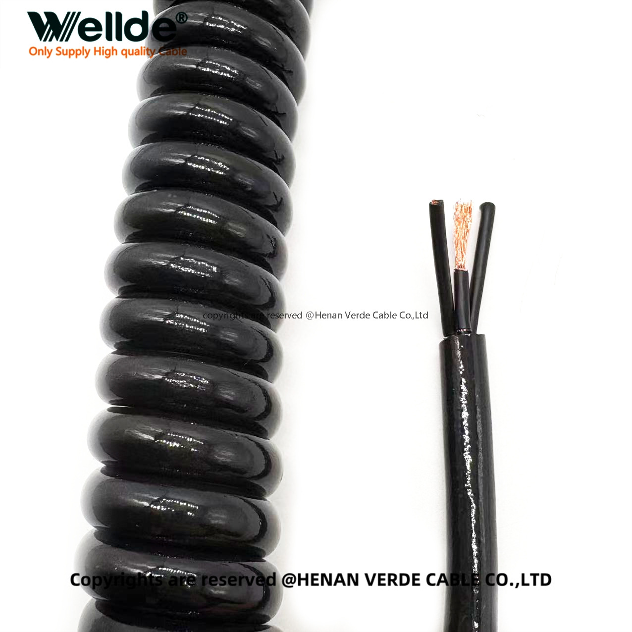 heavy duty PUR coiled power cable 3 core 2.5mm²