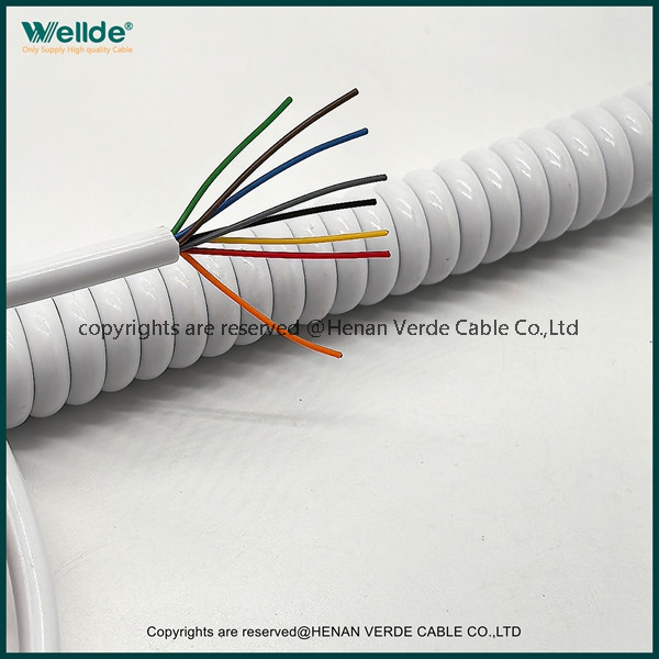 8-core 28AWG PUR Telescopic Spiral Cable Special Spring Connection Wire for Communication Equipment
