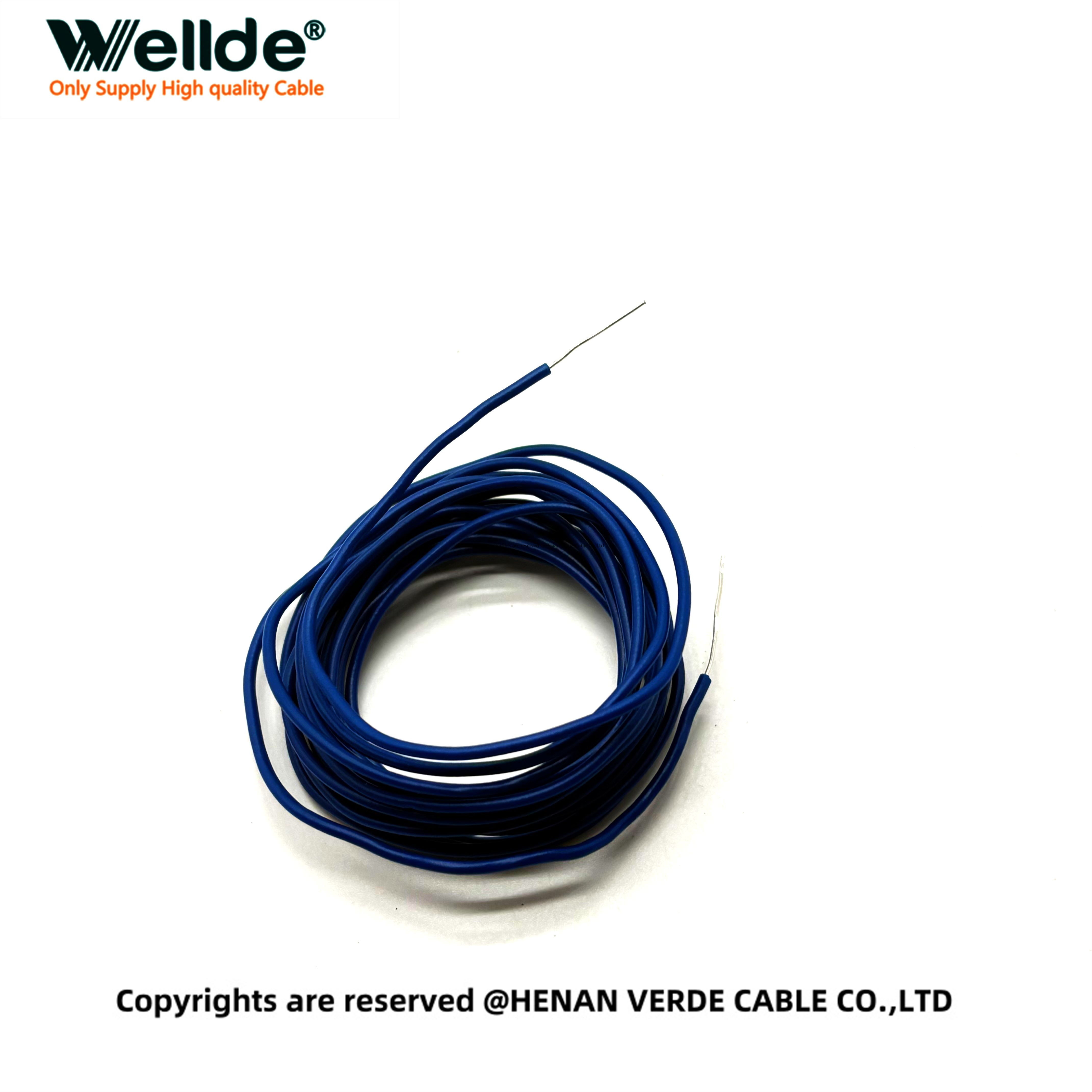 Single core tinned copper wire with blue PVC insulation