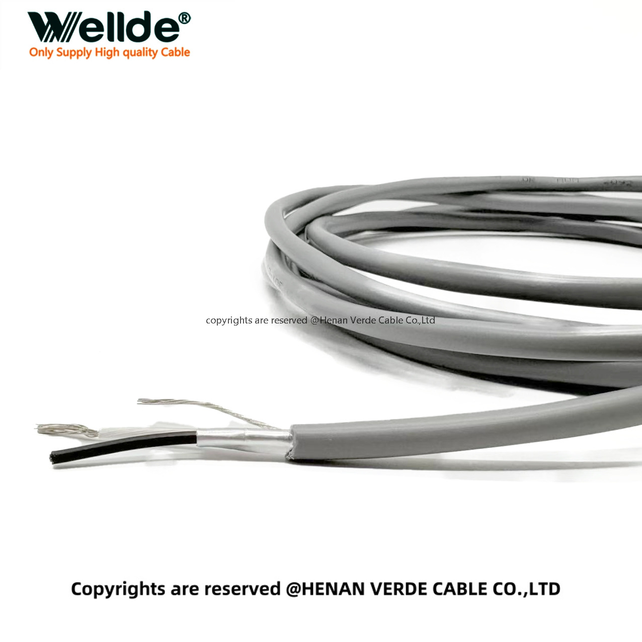 2 core 18 AWG shielded control cable with tinned copper conductors