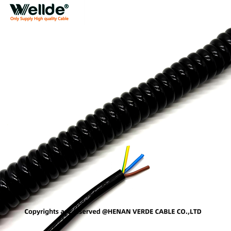 Multi-Core Spiral Cable with PUR Sheath for Industrial Use