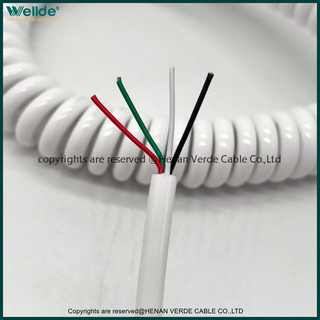 4*0.2mm White Spiral Cable for Industrial Equipment Nurse Call Cable
