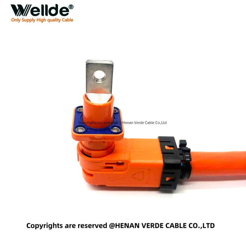 High voltage battery connector in orange housing