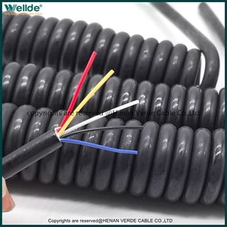 PUR Spiral Cable 5 Core Tinned Copper Retractable Telephone Coiled Wire