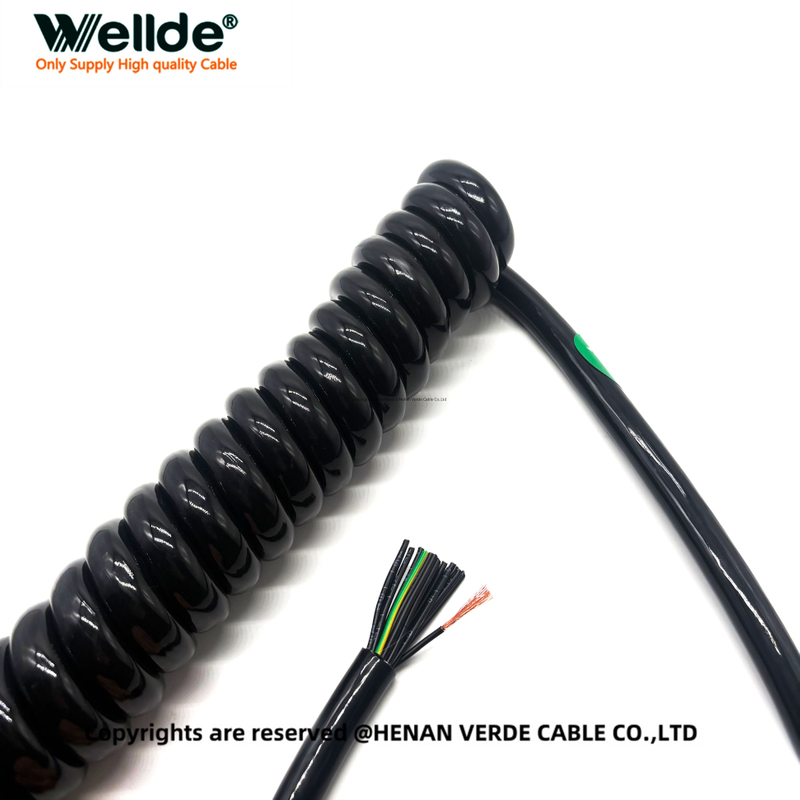 20AWG 18-core coiled cable with PUR jacket